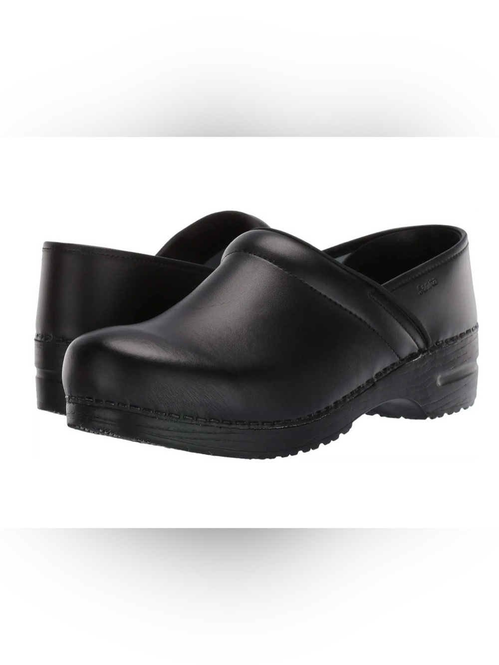 Sanita Men’s Black Leather Slip-On Clogs Size 12 (46)